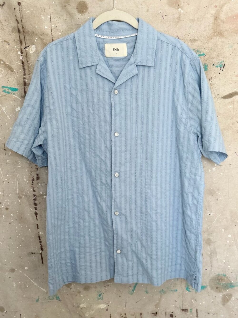 Folk Short Sleeve Button Front Cotton Shirt